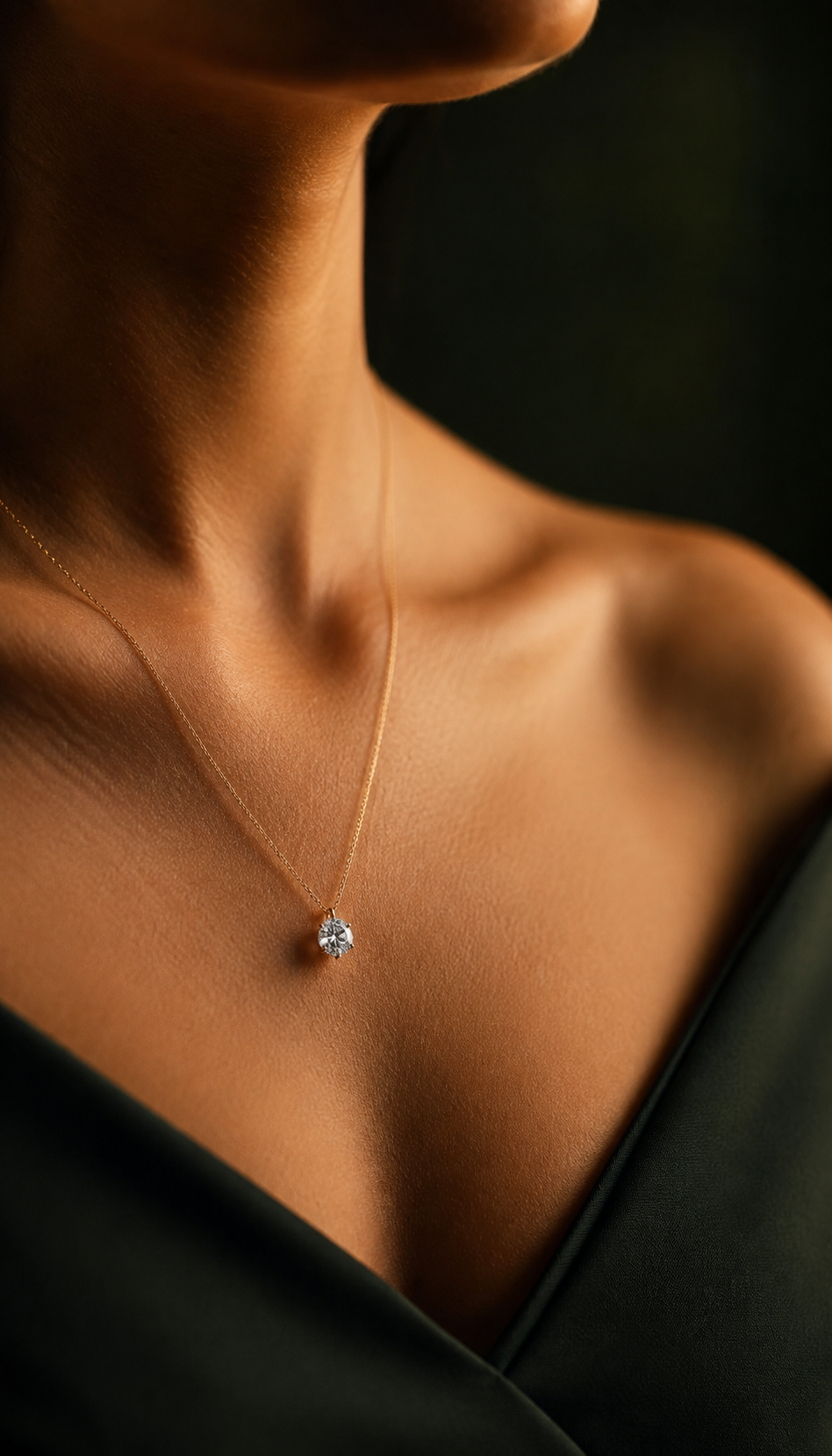 Diamond necklace worn