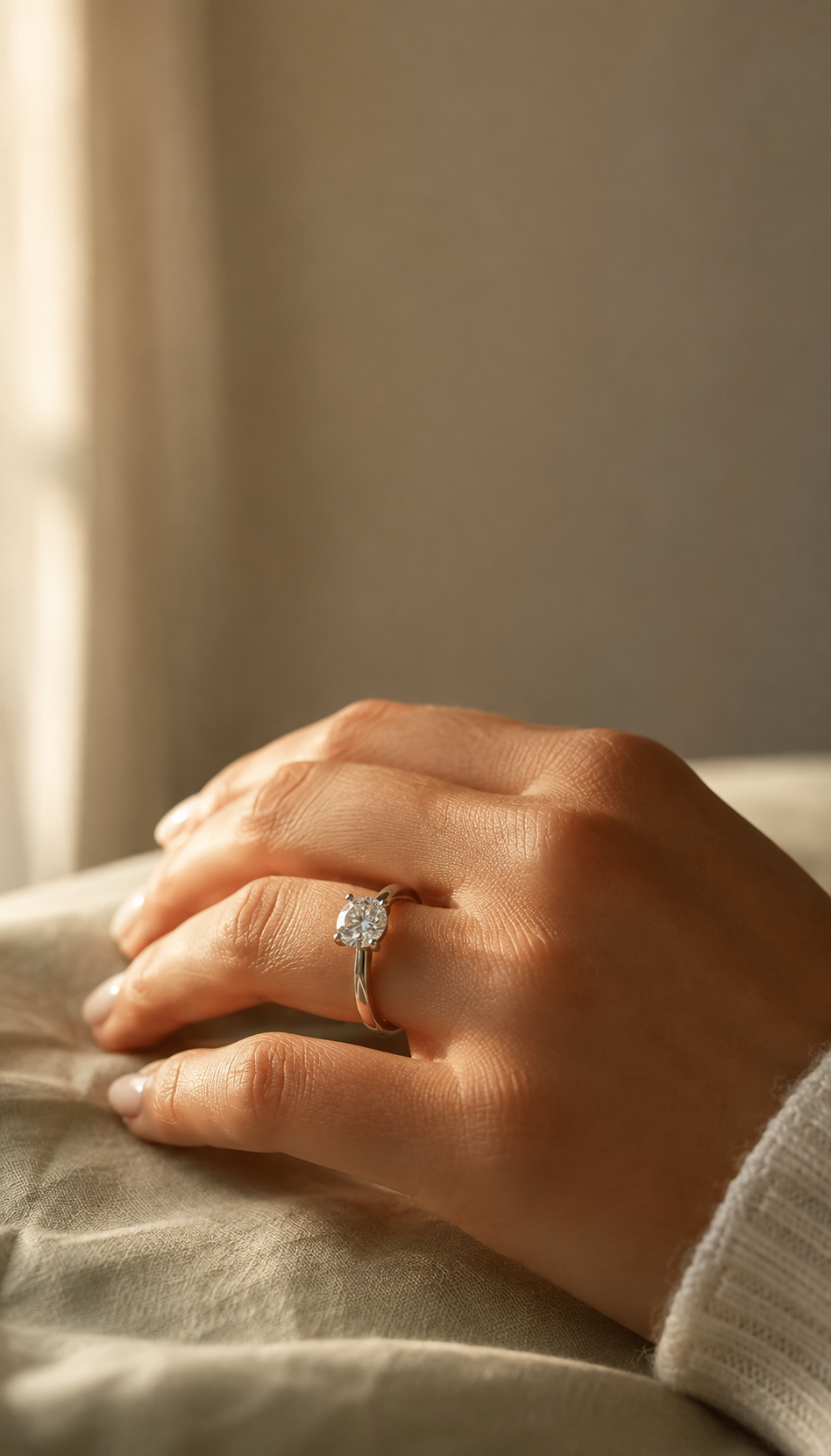 Diamond ring on hand